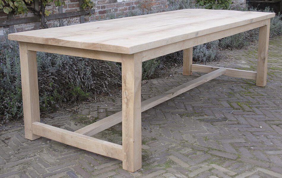 Eiken kloostertafel van rustieke planken - Op maat - G016