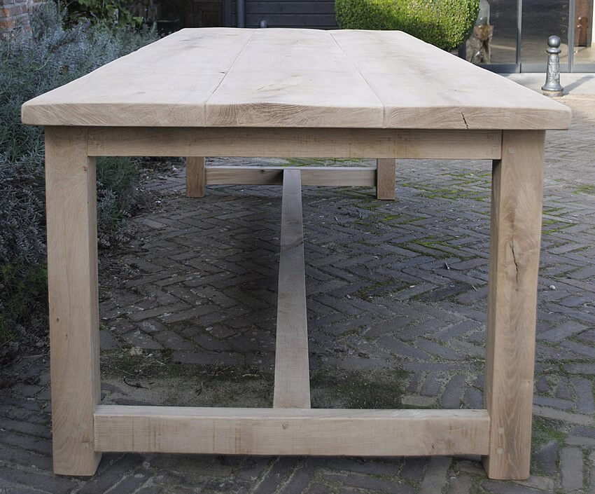 Eiken kloostertafel van rustieke planken - Op maat - G016